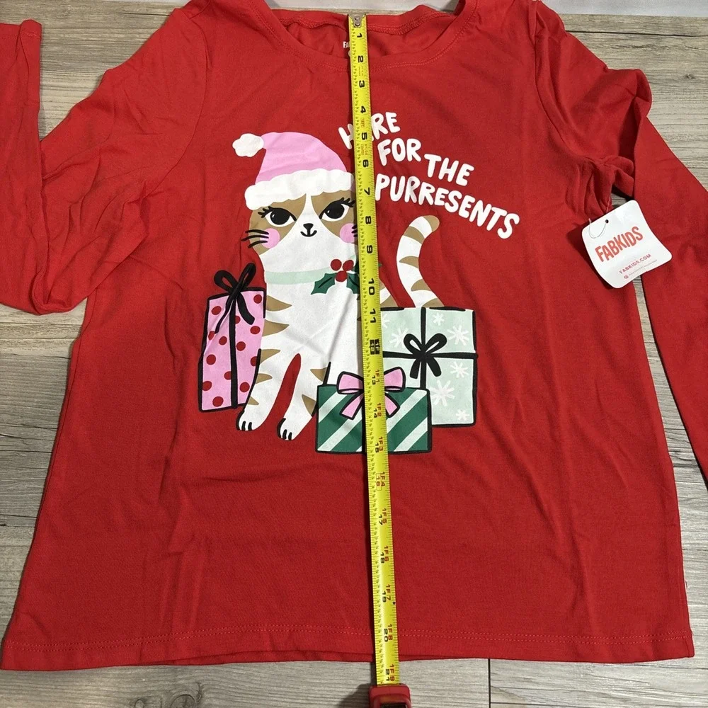 5/$20! Fab kids XL (14/16) Kitty‎ Presents Christmas L/S Tee - Picture 6 of 7